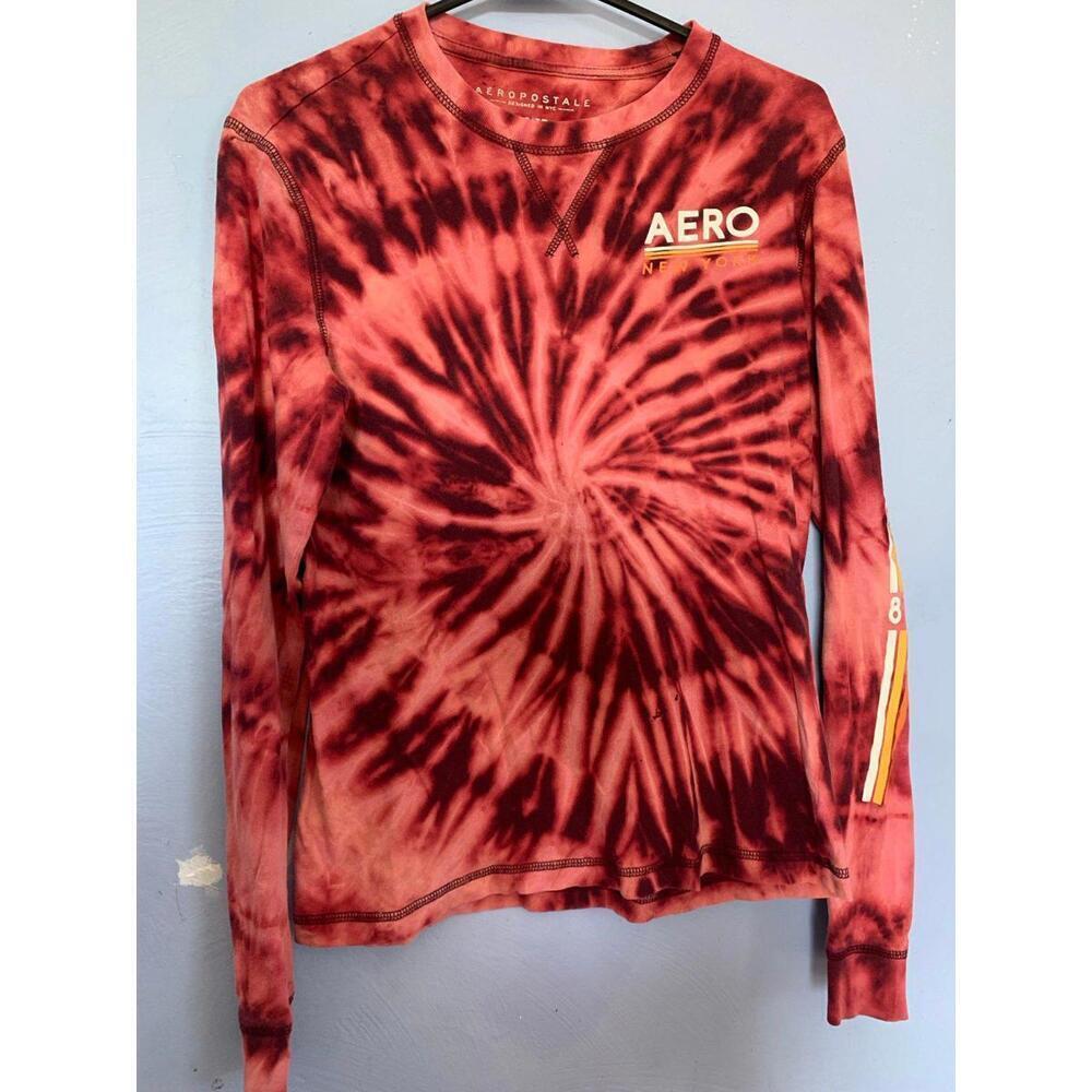 Aeropostale Red Black Tie-dye XS Long Sleeve Casual Shirt​​​